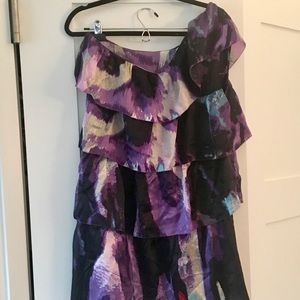 CUSTO Barcelona silk tiered one-shoulder dress